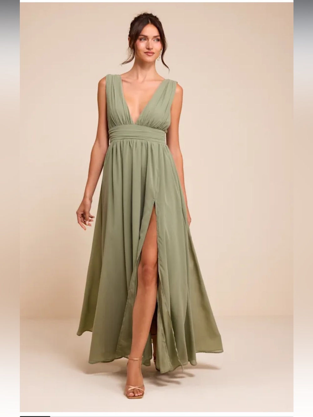 NWT lulus Heavenly Hues Sage Brush Maxi Dress Size Medium